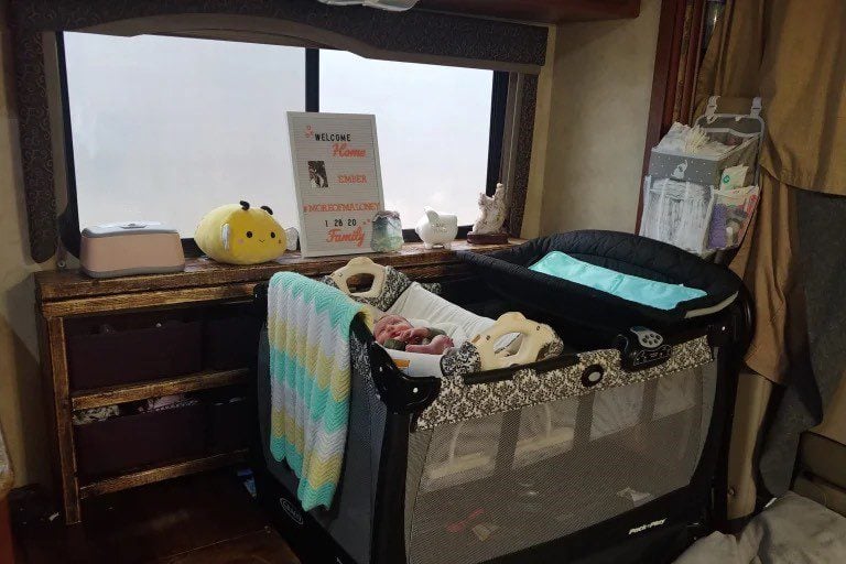 Pack-n-Play RV nursery. 