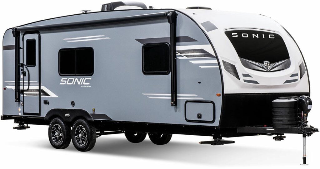 Venture Sonic travel trailer exterior.