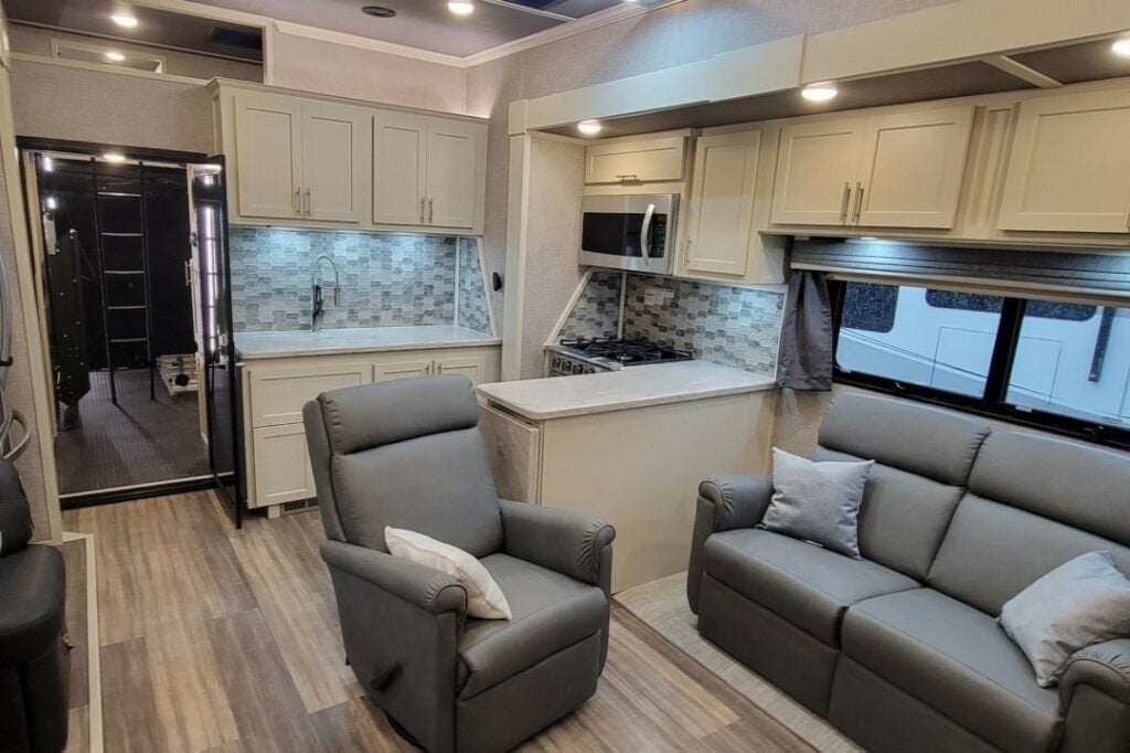 Inside of Luxe Toy Hauler Fifth Wheel RV