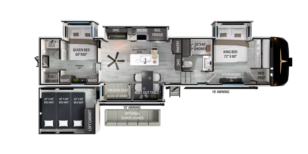 Fifth Wheels with Lofts: Bighorn 40DB