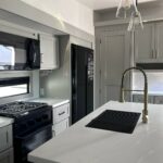 Kitchen in a Brinkley Model Z fifth wheel.