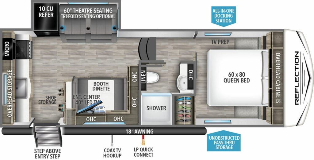 Small Fifth Wheel Trailers: Reflection 100 Series 22RK