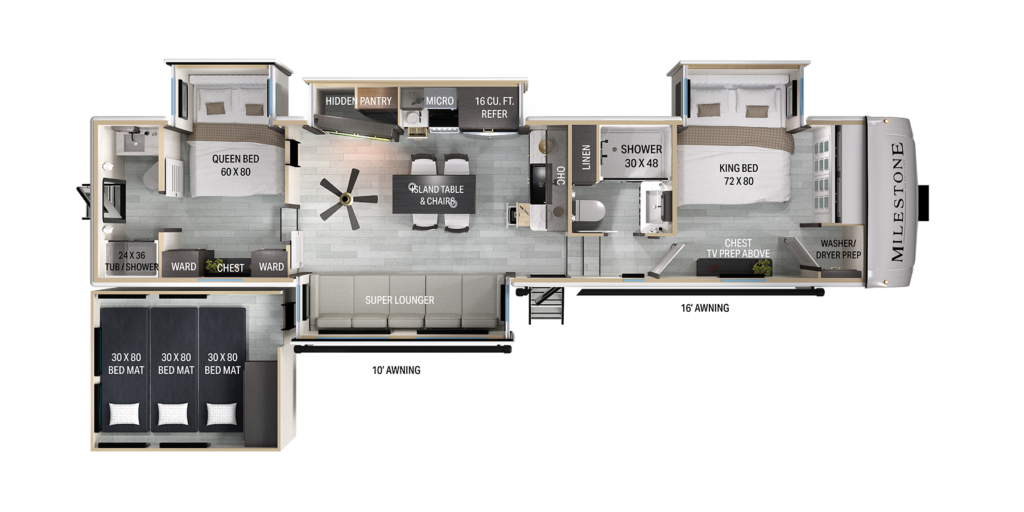 Fifth Wheels with Lofts: Milestone 39TB