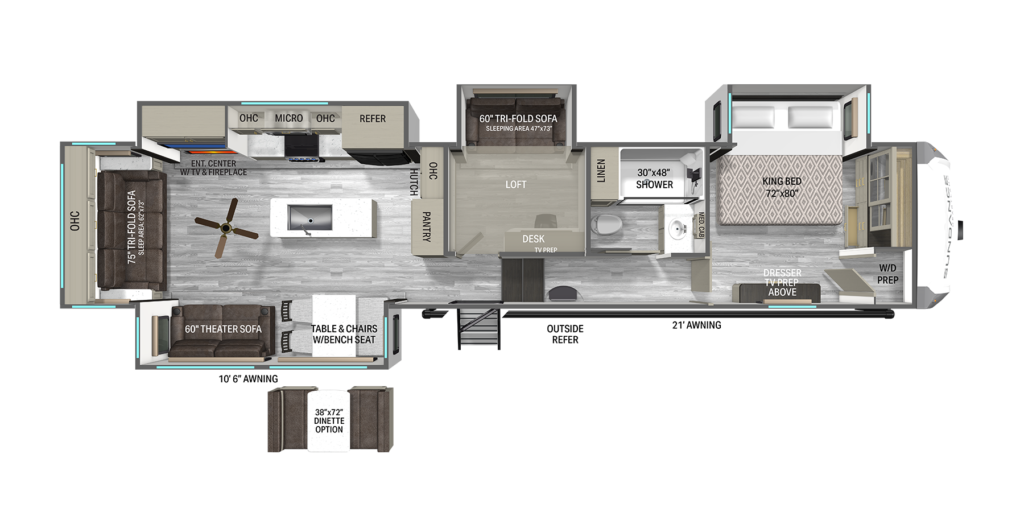 Fifth Wheels with Lofts: Sundance 35MRBS