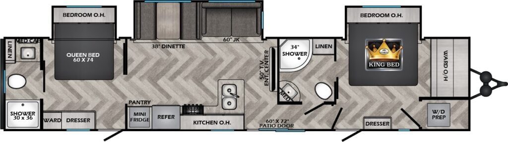 Travel Trailers with Two Queen Bedrooms: Zinger ZR390DB