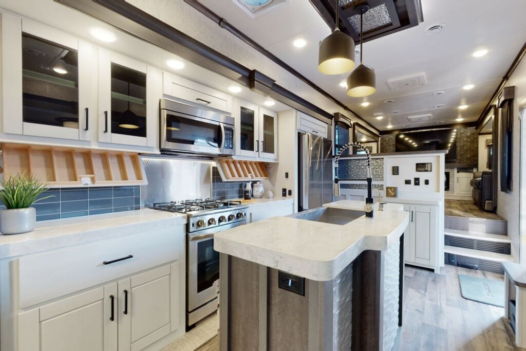 Kitchen in a Redwood Fifth Wheel