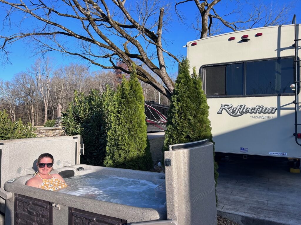 RV campsite with hot tub