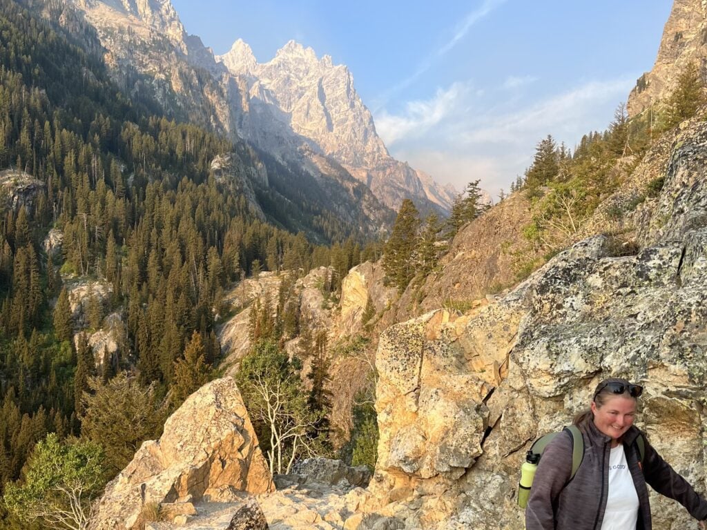 Woman hiking in Grand Teton National Park.