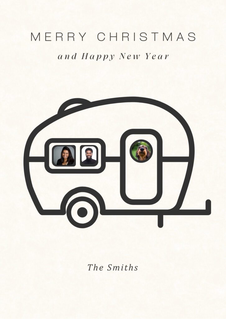 RV Christmas card with face photos.