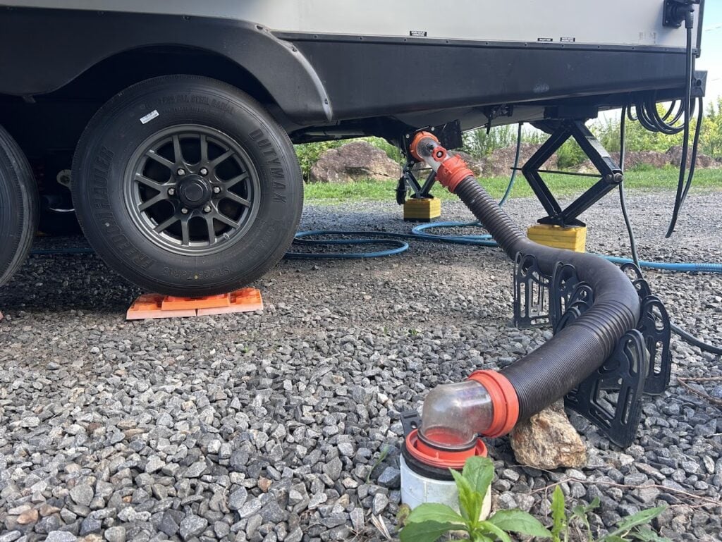 RV Sewer hose and tires.