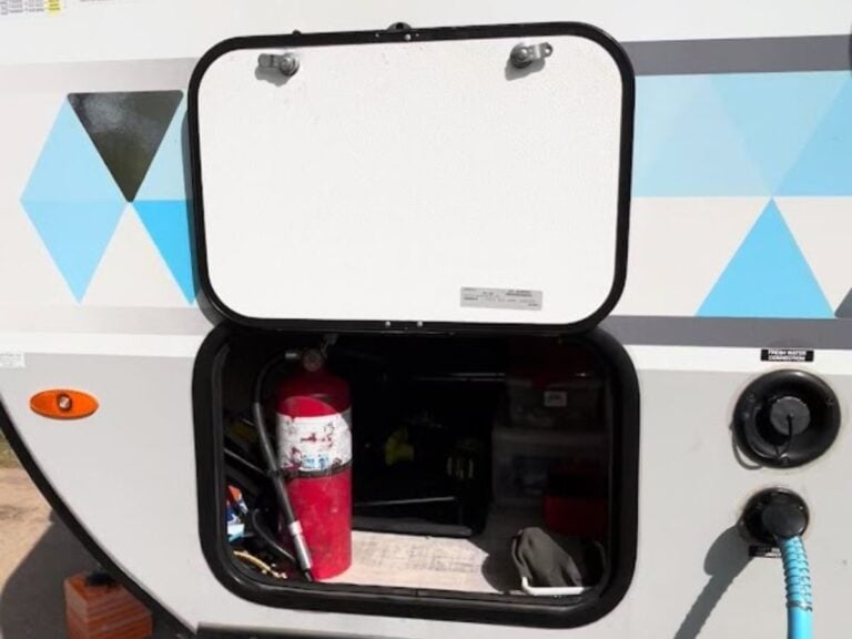 Fire Extinguisher in RV storage bay