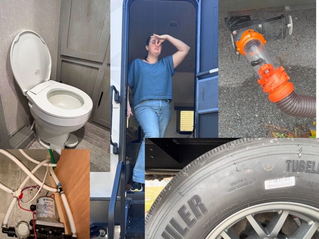 Collage of post-storage RV issues