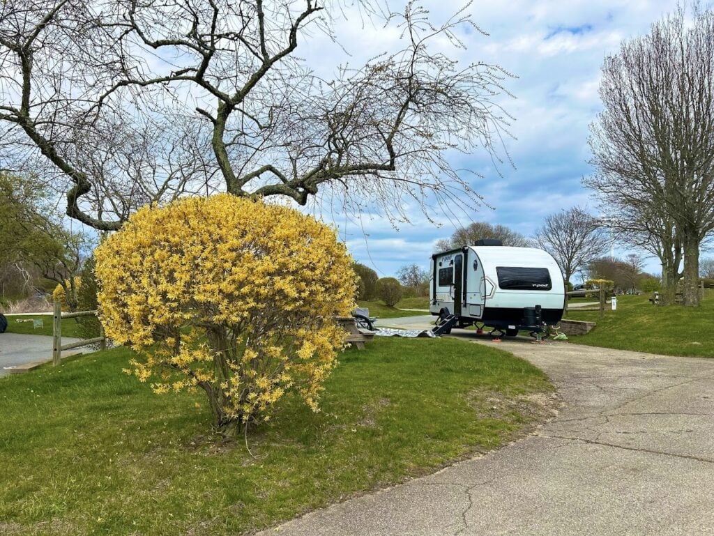 Travel Trailer RV at Spring Campsite
