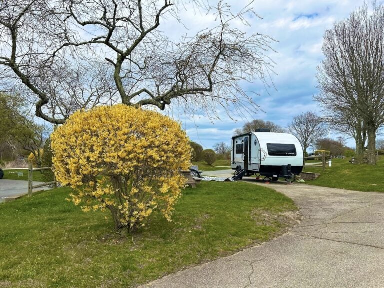 Travel Trailer RV at Spring Campsite