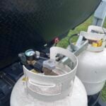 RV propane tank with gauge installed